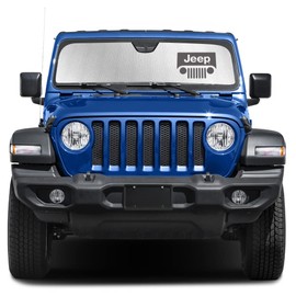 iPick Image Made for Jeep Gladiator 2020 to 2023 Custom Fit Silver Reflective Bubble Roll-up Auto Windshield Sun Shade