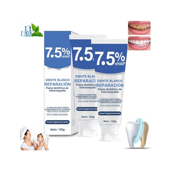 2×Pasta Dientes Blanqueadora Con Hidroxiapatita Prevenir las caries Fortalecer el