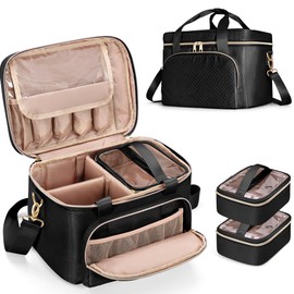 Prokva Sewing Storage Organizer with 2 Detachable Cases, Large Sewing Supplies Bag for Sewing Accessories and Tools, Black(Bag Only)