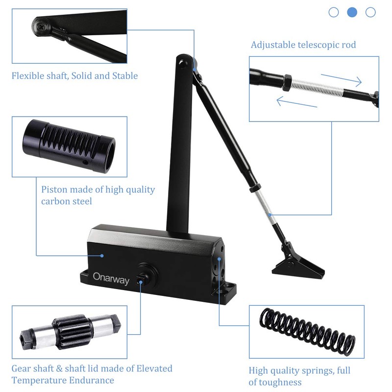 Onarway Adjustable Automatic Size 3 Spring Hydraulic Door Closer/Closure Aluminum