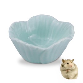LuckyOpt Small Ceramic Hamster Bowl, Easy to Clean Anti-flipping Hamster Food and Water Bowl, Feeding Bowl, Small Animal Bowls for Dwarf Hamsters Parrots (Blue)