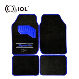 IOL Fashion Sport Style Car Floor Mats Blue Color Universal PVC Floor Mats for Car High QualtityPosition: Front+Rear, Size: front:66x44cm rear:40x29cm, Color: Blue