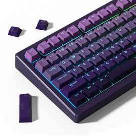 Womier Shine Through PBT Keycaps 60 75 100 Percent Cherry Profile, Custom Key Cap Doubleshot Keycaps Set, Universal Compatiability for Cherry Gateron MX Switches Keyboard, Gradient Purple