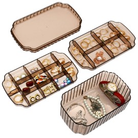 Chistepper 3-Layer Jewelry Organizer Box for Jewelry Necklace Earrings Rings Bracelets, Clear Plastic Bead Storage Containers for Crafts (Coffee)