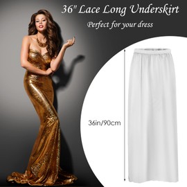 Jiuguva 2 Pieces Half Slip Lace Long Underskirt Women's Satin Half Slip for Under Dresses(3X-Large,Black, White)