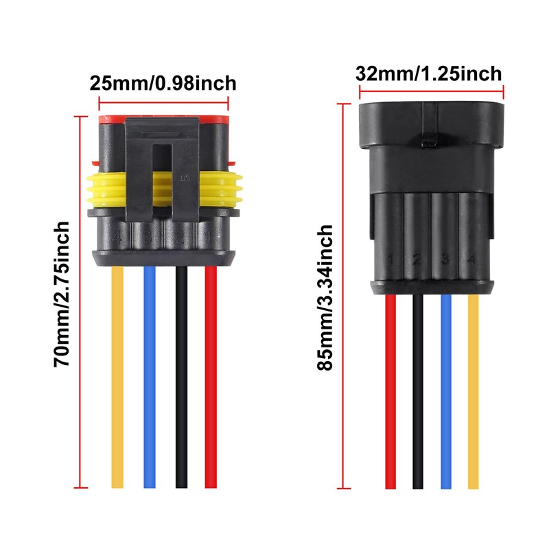 8Pair 4Pin Connector Waterproof Electrical 4 Pin Plug Auto Electrical