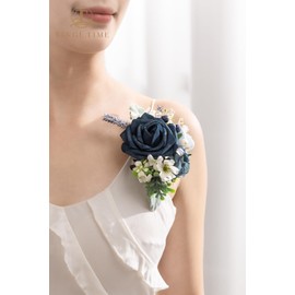 TINGE TIME Artificial Shoulder Corsages Flowers, Set of 2, Mother of The Bride Floral Corsage for Wedding Ceremony Anniversary Formal Dinner Party (Dusty Blue)