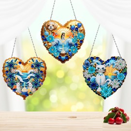 MaiYiYi 3 PCS DIY Hanging Diamond Art Pendant Painting Kit - Cat, Dog, Suncatchers & Ornaments - 13.78x7.48 inch