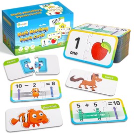 D-FantiX 30 Pcs Self-Correcting Math Puzzle for Kids, Double-sided Number Puzzle Matching Game, Addition and Subtraction Games, Montessori Educational Toys Math Games for Kids Kindergarten Preschool