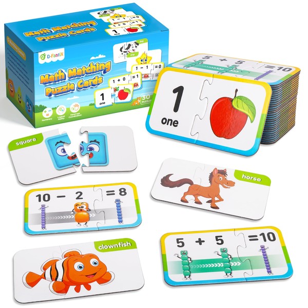 D-FantiX 30 Pcs Self-Correcting Math Puzzle for Kids, Double-sided Number