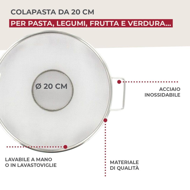 Fackelmann Colapasta 20 cm In Acciaio Inossidabile - Rete Fine