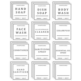 36 PCS Waterproof Labels for Bottles, White Waterproof Soap Labels, Bathroom Labels for Organizing, Hand Soap Dispenser Label Stickers, Removable Cleaning Bathroom Labels(White)