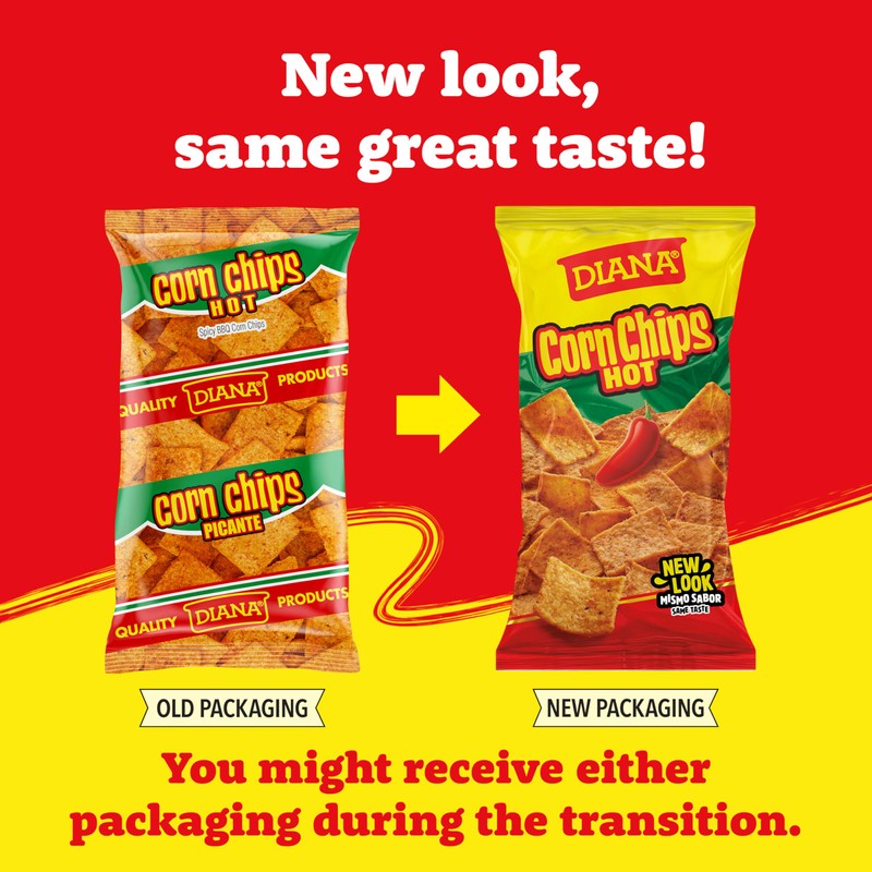 Diana Corn Chips, Hot/Picante BBQ Flavor, 4.05 Oz (Pack of