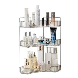 Grey 3-Tier Vanity Organizer - Bathroom Counter Shelf for Cosmetics, Toiletries, Lotions, Perfumes