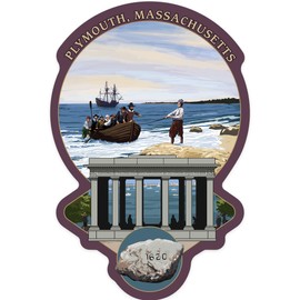 Die Cut Sticker Plymouth, Massachusetts, Portico, Contour Vinyl Sticker 1 to 3 inches (Waterproof Decal for Cars, Water Bottles, Laptops, Coolers), Small
