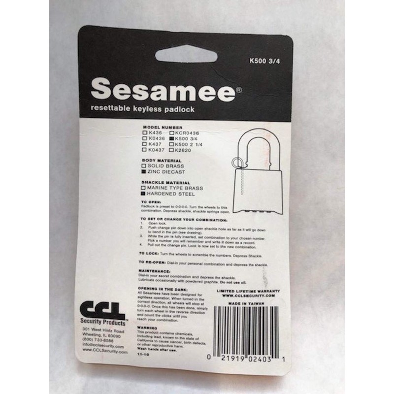 Sesamee K5003/4 4 Dial Bottom Resettable Combination Padlock with 1-Inch