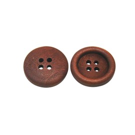 Wuuycoky 50pcs Brown Round Wooden Buttons 20mm Diameter with 4 Holes for DIY Sewing Craft