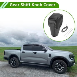 HOPESPANNER Gear Shift Knob Cover for Ford for Ranger 2019-2022 Anti-Slip Black Gray Stick Shifting Handle Protector Faux Leather 1 Pc