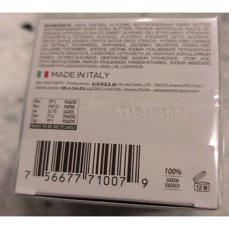Delfanti Goat's Milk Night w/Collagen Cream Regener Moisturizer Italy- Sealed