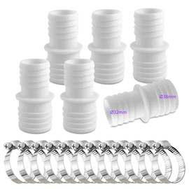 Hose Connectors 32 mm to 38 mm Diameter Set with 12 Hose Clamps, Pool Hose, Adapter, Double Hose Nozzle