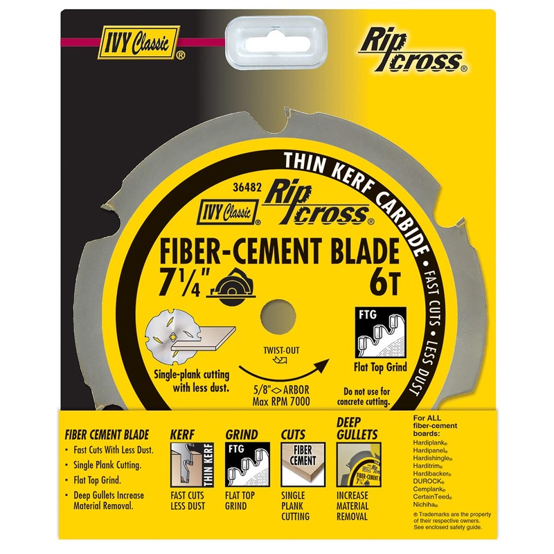IVY Classic 36482 7-1/4" 6 Tooth Fiber-Cement Cutting Carbide Circular