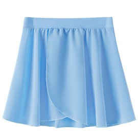 Tottog Ballet Dance Wrap Skirt for Girls, Toddler Kids Ballerina Chiffon Pull-On Skirt Blue