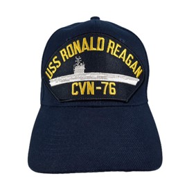 EAGLE CREST USS Ronald Reagan CVN-76 Embroidered Patch Cap Baseball Hat Strapback Navy Blue