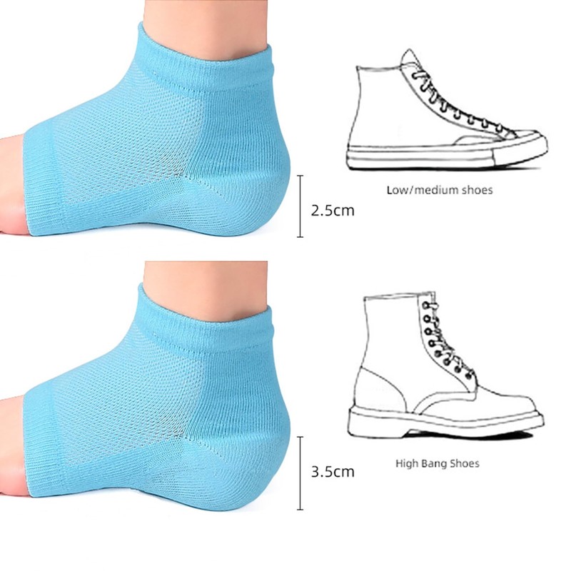 Heel Socks Gel Height Increase Insole Height Elevator Heel Lift