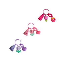 Cute Happy Smiling Bread Keychain Tulip keychain pendant Lucky Good Luck Positive Energy Key Chain Ring Bag Pendant (Style 1, One size)