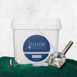 Foton Pearled Colored Candle 9lb Bucket - Dark Emerald Unscented Natural Non Toxic Long Lasting Powder Pearl Wax Sand Candles - Refillable Foton Pearled Candle Sand with 100 Wicks