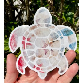 WickedGoodz Sea Turtle Distressed Flag Vinyl Decal - Ocean Bumper Sticker - for Laptops Tumblers Windows Cars Trucks