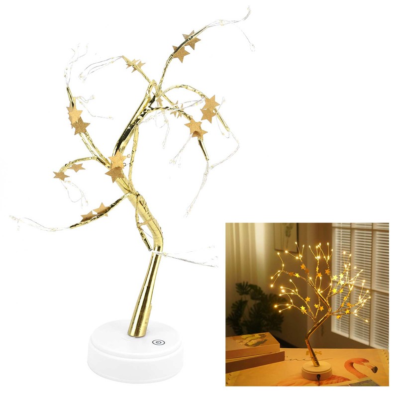 72LEDs Light Tree Shape USB Or Battery Powered Golden FivePointed