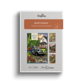 DaySpring - Dona Gelsinger - Down Home Birthday - 4 Design Assortment with Scripture - 12 Birthday Boxed Cards & Envelopes (U1610)