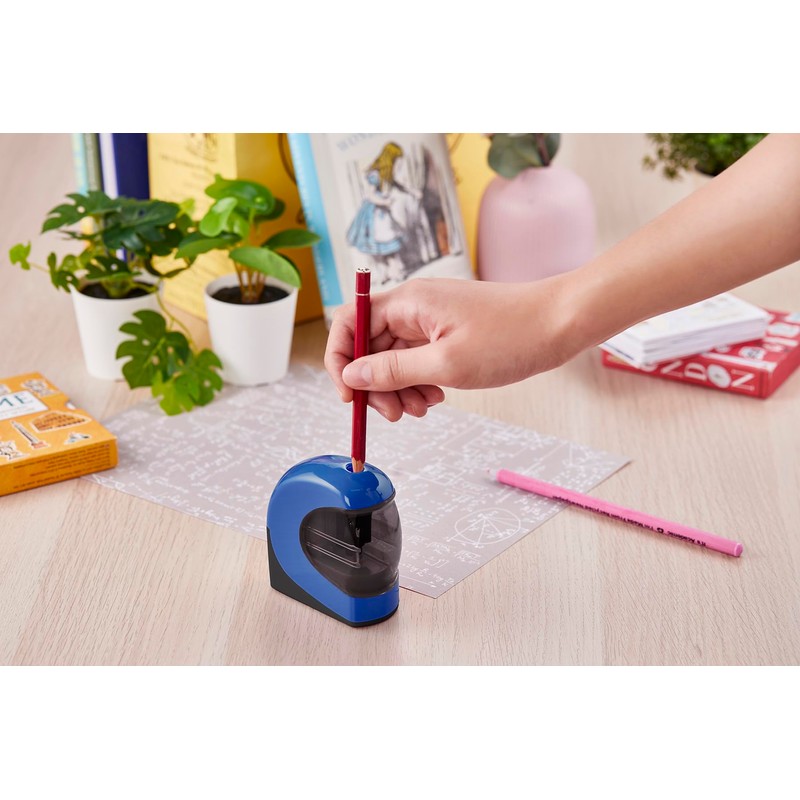 Lockermate Auto Stop Battery Operated Personal Sized Pencil Sharpener, Blue