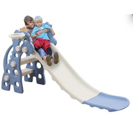 Genérico Tobogán Resbaladilla Infantil Plegable con Canasta de Baloncesto, Diseño Seguro y Colorido para Niños, Ideal para Juego en Interior o Exterio