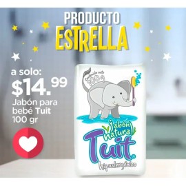 Jabón Para Bebé, Tuit, Natural, Hipoalergénico, Barra 100g