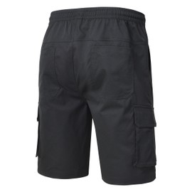 YuKaiChen Men's Cargo Shorts Chino Shorts Summer Micro-Elastic Twill Fabric Elastic Waist with Zip Pockets, black