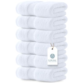 Luxury White Hand Towels - Soft 100% Turkish Cotton | Highly Absorbent Hotel spa Bathroom Towel Collection | 16x30 Inch | Set of 6
