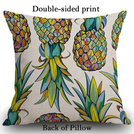 Smooffly Colorful Pineapple Cushion Cover,Seamless Pattern Design Art Soft Linen Pillow Case for Decorative Bedroom/Livingroom/Sofa/Farm House - Couch Pillow Cover 18x18 Inch 45 x 45 cm