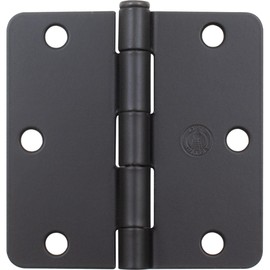 Stone Harbor Hardware 3-1/2" Door Hinges, 1/4" Radius Corner, Matte Black, 3-Pack