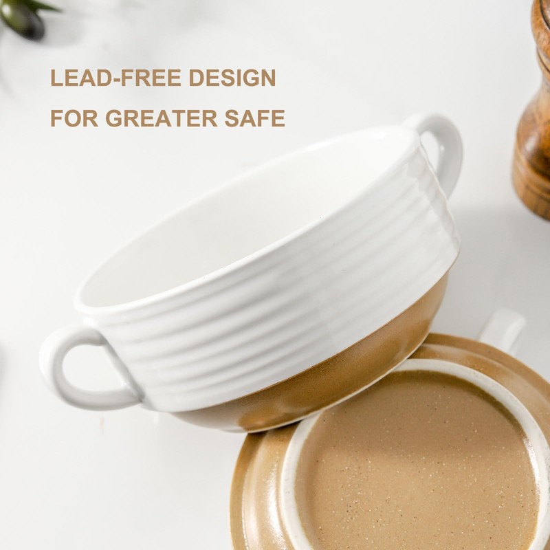 Hasense French Onion Soup Bowls, 20 oz Ceramic Soup Bowls