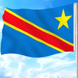 3x5 Foot Democratic Republic of the Congo Flag Brightly Coloured Congolese Flags Celebration Parade Party Supplies Patio Decoration Holiday Party Decoration Flag
