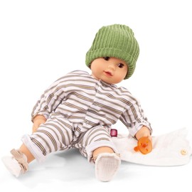 Gotz 2427918 Maxy Muffin Urban Stripes - 16.5" Baby Doll Without Hair and Brown Sleeping Eyes