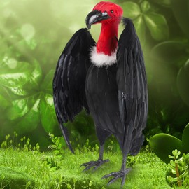 Junware 1 Pcs Fake Vulture 18'' Large Faux Vulture Decoys Simulated Full Feathered Realistic Bird Black Hanging Faux Bird for Yard Roofs Trees Garden Decorations