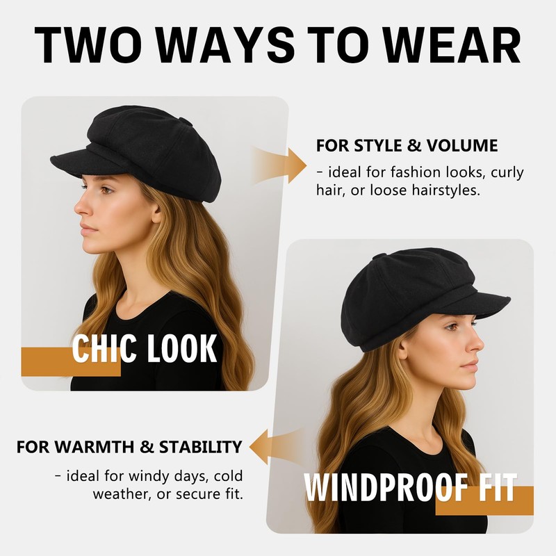 Comhats Winter Newsboy Hat for Women Wool Beret Caps Fashion