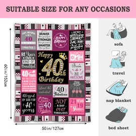 Shellspace 40th Birthday Gifts for Women, 1985 Happy Birthday Decorations for Women, 40 Year Old Unique Birthday Gift Ideas for Her Friend Mom Sister Grandma Wife, Soft Throw Blanket 60"X50"