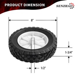 SENZHAO 8 Inch Plastic Wheel for Oregon 72-108 Universal Wheels, AYP 103670 103670X 107644X 146248 Lawn Mower for Radio Flyer Wagon, BBQ Grill, Hand Truck, and Lawn Sprayer, 8'' x 1.75'', 2 Pack