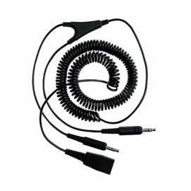 Jabra 8734-599 QD Adaptor to 2 x 3.5 mm QD to 2 x 3.5 mm Jack, Spiral, 0.5-2 Metres / e.g. for GN2100, GN2000, GN2200