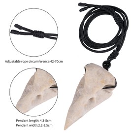 mookaitedecor Chrysanthemum Stone Raven Skull Pendant Necklace for Men Women, Semi Precious Stone Crow Head Necklace with Black Cord for Norse Viking Reiki Amulet Birthday Jewellery Gift