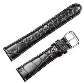 deBeer Crocodile Grain Watch Band - Black 12mm Watch Strap